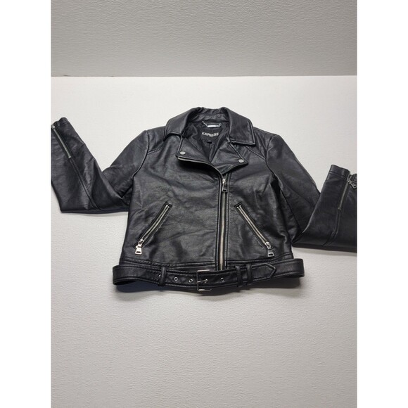 Vintage EXP Limited Express Leather Motorcycle Biker Black Jacket Women's Size S - Picture 1 of 15